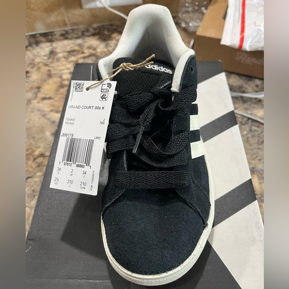 Adidas Kids Grand Court Black and White Sneakers